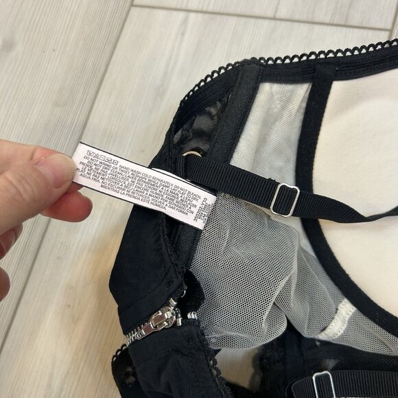 Victoria’s Secret Corset Womens Size 34D Black Lace Top Tie Front Back Zip - Picture 8 of 9